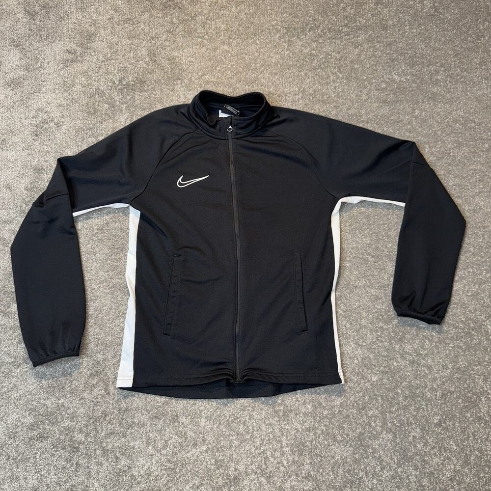 Nike Dri-FIT Women’s Athletic Running Training Jacket Black White Zip L Track